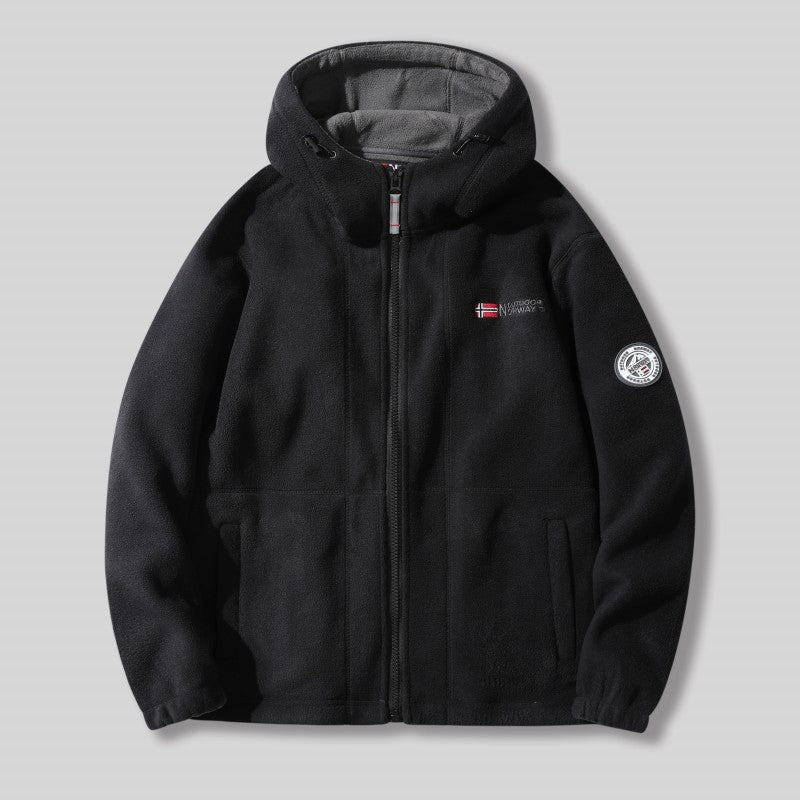🎅Christmas Pre-Sale🎁Men's Double-Faced Faux Fleece Warm Hooded Jacket