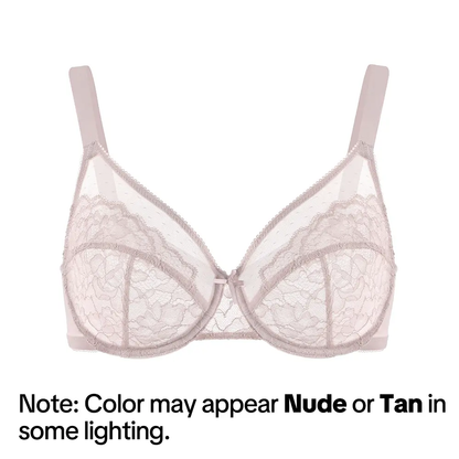 💞50K+ SOLD!👙HSIA Enchante Floral Lace Plus Size Underwire Unlined Unpadded Minimizer Full Coverage Bra Women's Wear Comfortable Breathable Mesh Cup