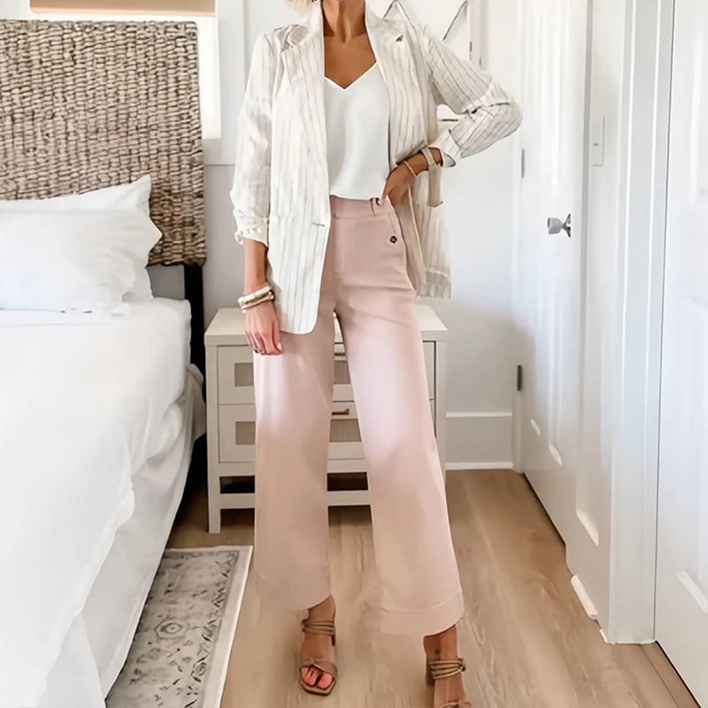 🔥2025 HOT SALE🔥Stretch Twill Cropped Wide Leg Pants | High Waist | Loose & Comfortable