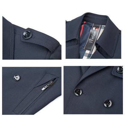 ⛈️Men’s Double-Breasted Windbreaker Jacket🧥 - Articulated Mobility, Deep Utility Pockets & Easy-Care Weather Fabric