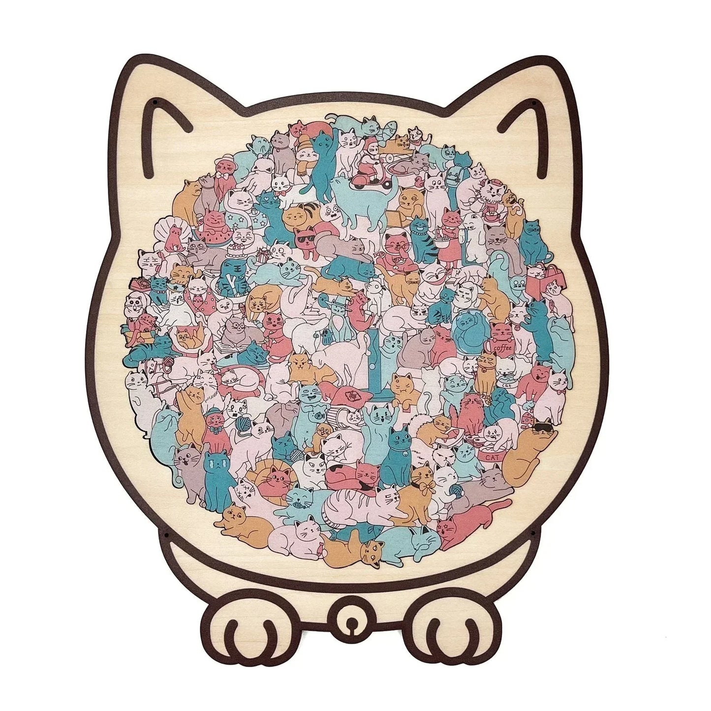 🎁Christmas Sale 49% OFF🎅135-Piece Morandi-Colored Cat Shaped Wooden Jigsaw Puzzle