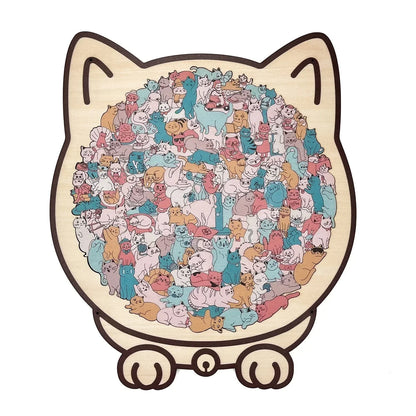 🎁Christmas Sale 49% OFF🎅135-Piece Morandi-Colored Cat Shaped Wooden Jigsaw Puzzle