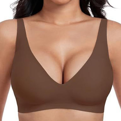 🌷Jelly Wireless Womens Comfortable Wireless Bras Push Up Bralettes Seamless Tshirts Bras Deep V Everyday Bras
