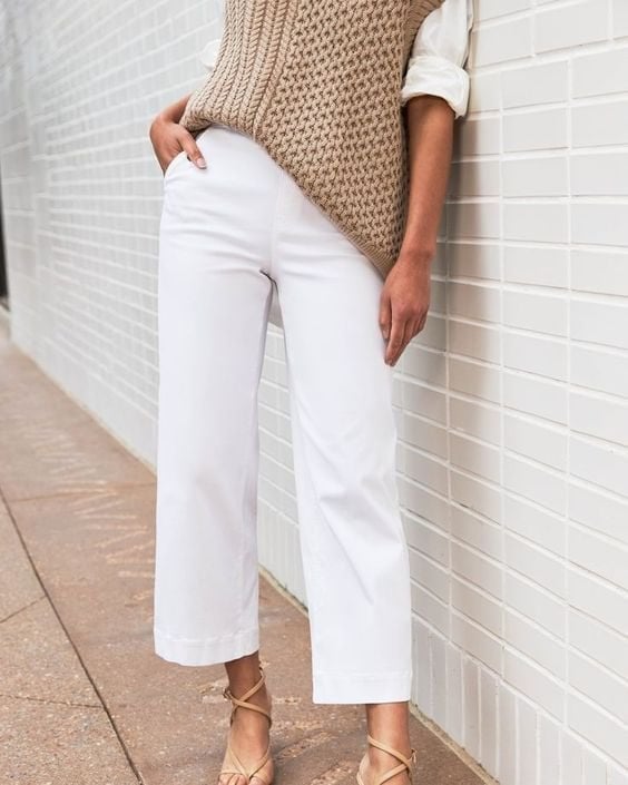 🔥2025 HOT SALE🔥Stretch Twill Cropped Wide Leg Pants | High Waist | Loose & Comfortable