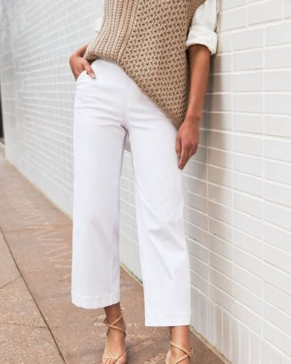🔥2025 HOT SALE🔥Stretch Twill Cropped Wide Leg Pants | High Waist | Loose & Comfortable