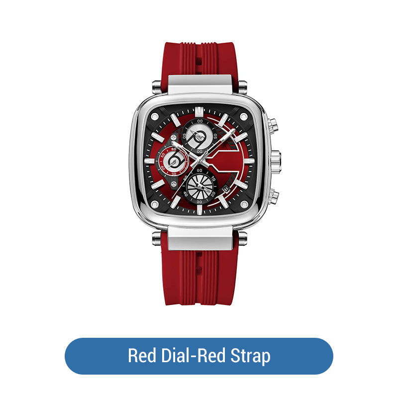 ⚡Hot Sale 50% Off⚡Multi Functional Waterproof Quartz Men's Square Watch Silicone Tape