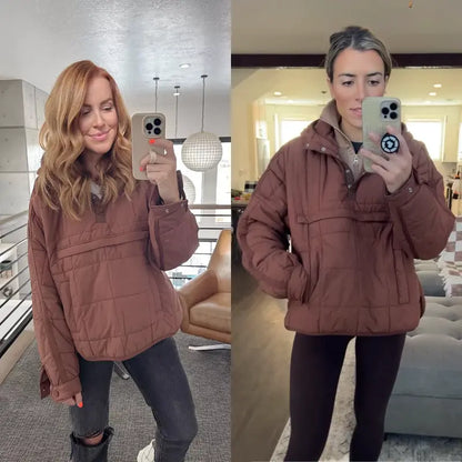 Women's Oversized Hooded Puffer Jacket Quilted Lightweight Winter Warm Pullover Padded Hoodies Coat