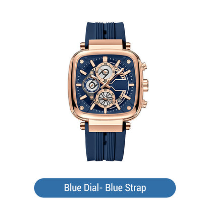 ⚡Hot Sale 50% Off⚡Multi Functional Waterproof Quartz Men's Square Watch Silicone Tape