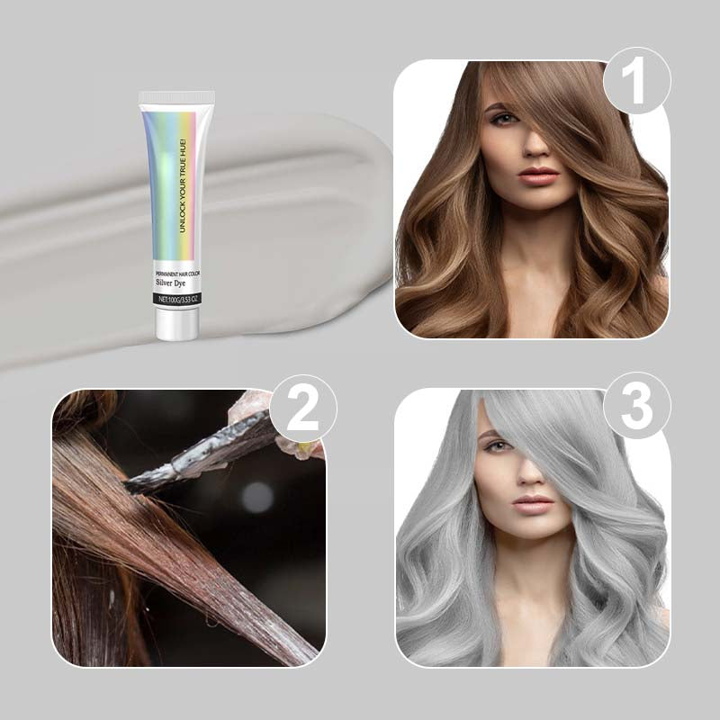 🎁2-in-1 Natural Essence Extract Silver Hair Dye🔥Vegan, Damage-Free & Instagram-Worthy Gray Hair! 📸