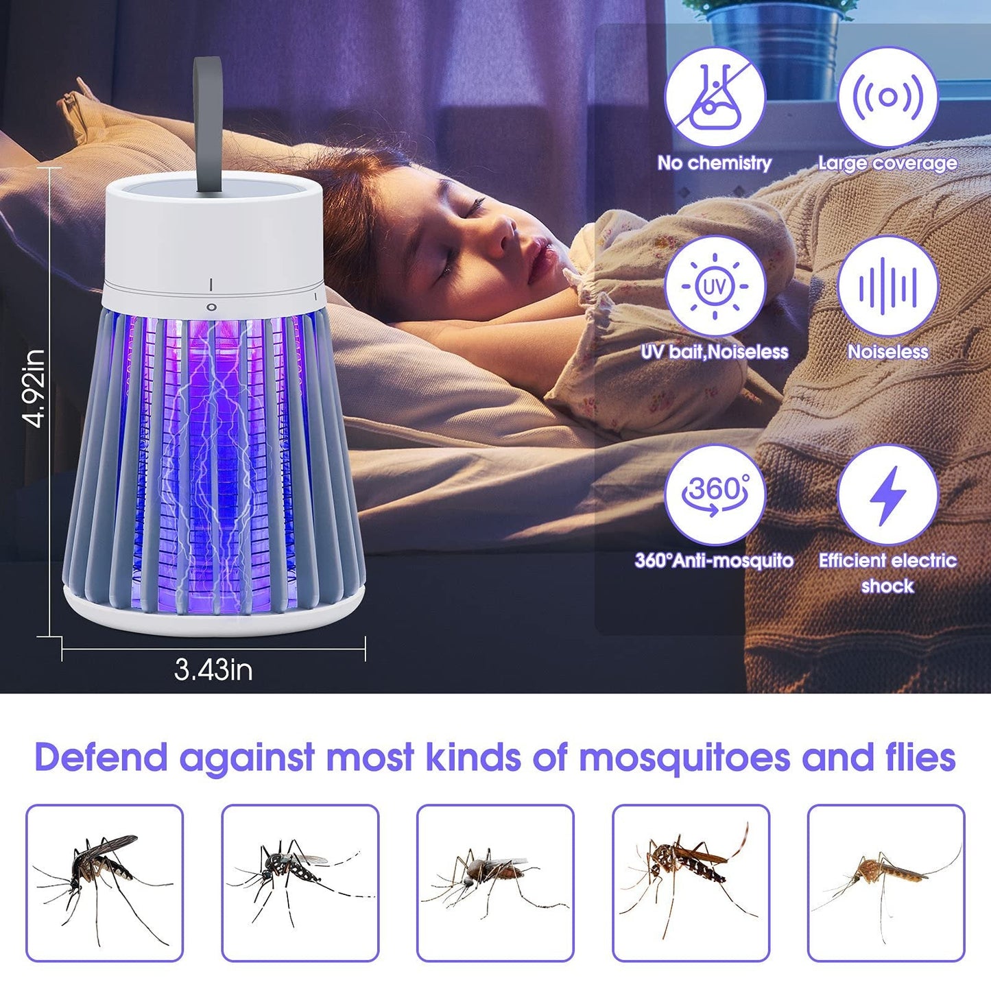 🔥2026 Hot Sale 🦟USB/Rechargeable Portable Mosquito & Fly Trap Lamp for Indoor & Outdoor