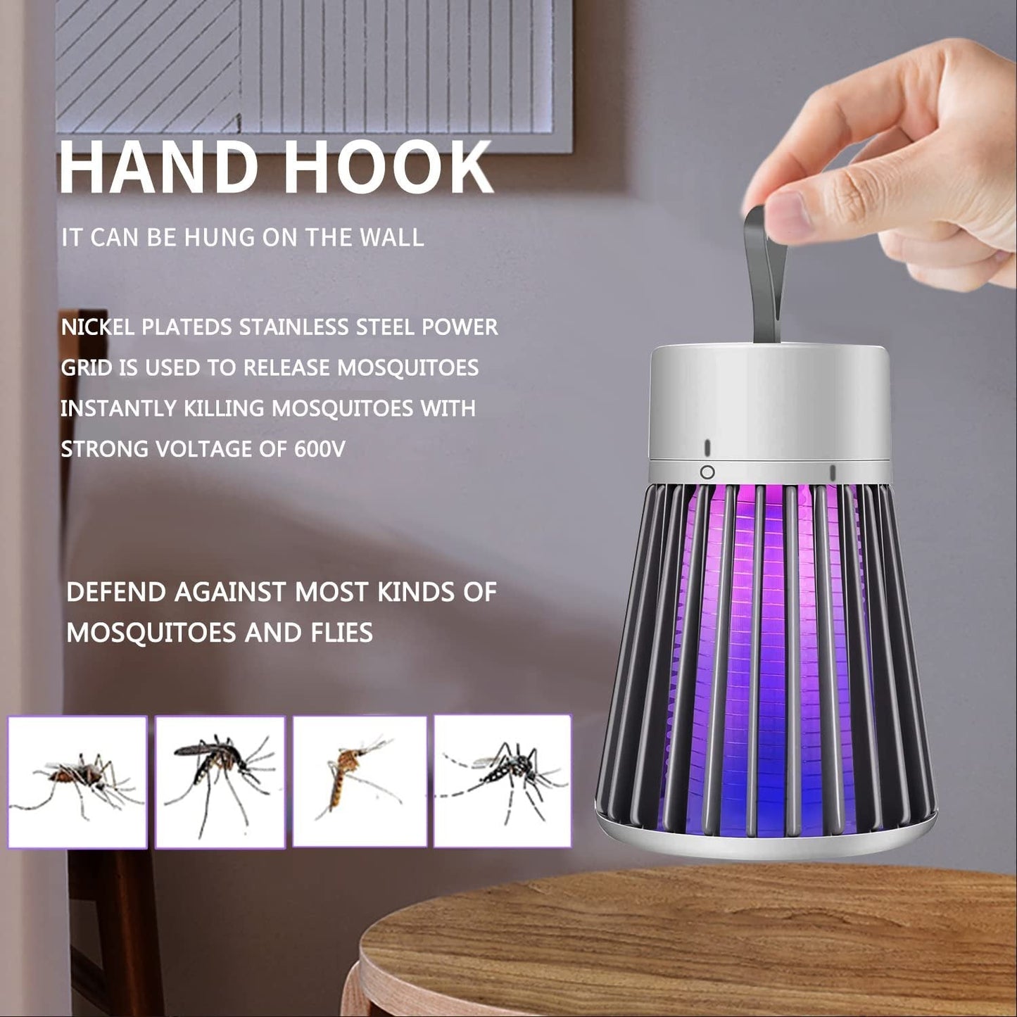 🔥2026 Hot Sale 🦟USB/Rechargeable Portable Mosquito & Fly Trap Lamp for Indoor & Outdoor