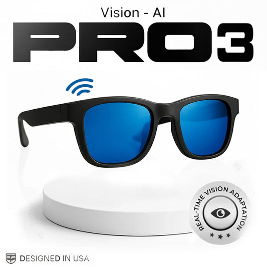 VisionPro™ 3: gafas inteligentes con IA que cambian de color al instante.