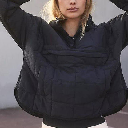 Women's Oversized Hooded Puffer Jacket Quilted Lightweight Winter Warm Pullover Padded Hoodies Coat