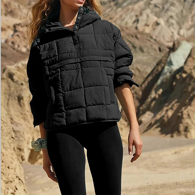 Women's Oversized Hooded Puffer Jacket Quilted Lightweight Winter Warm Pullover Padded Hoodies Coat