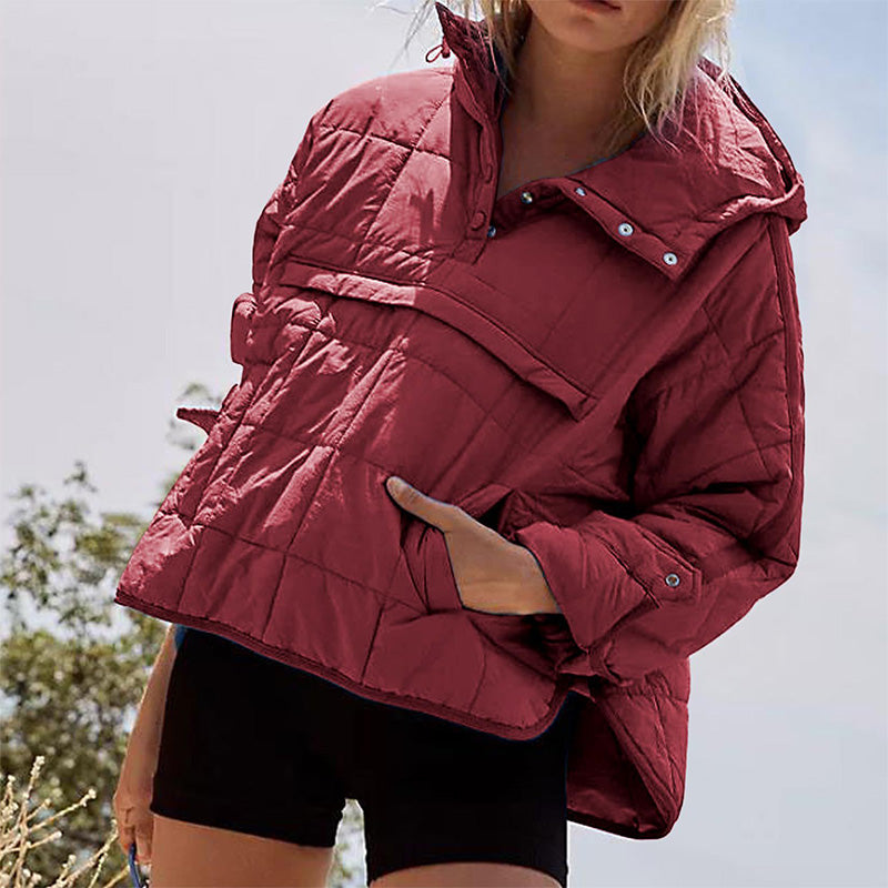 Women's Oversized Hooded Puffer Jacket Quilted Lightweight Winter Warm Pullover Padded Hoodies Coat