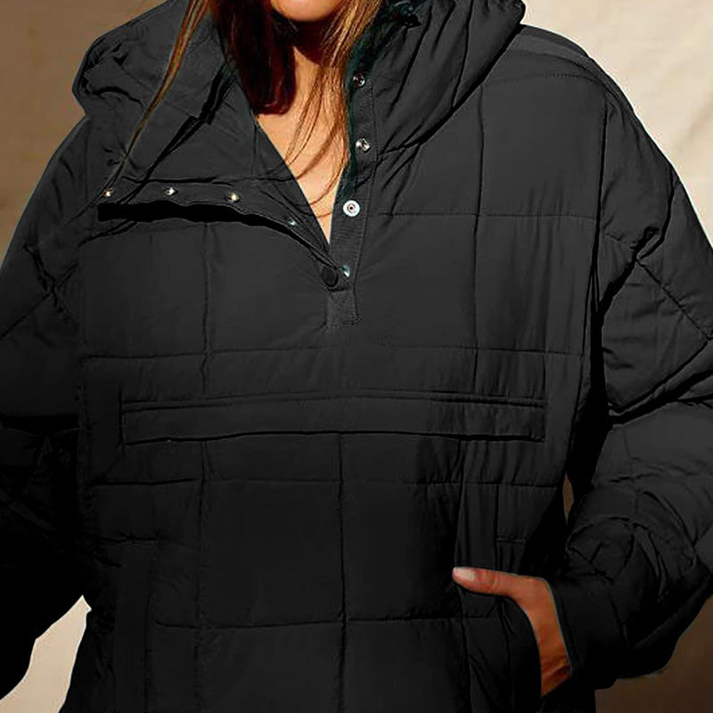 Women's Oversized Hooded Puffer Jacket Quilted Lightweight Winter Warm Pullover Padded Hoodies Coat