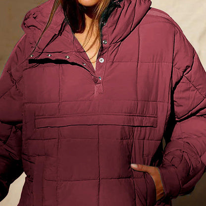 Women's Oversized Hooded Puffer Jacket Quilted Lightweight Winter Warm Pullover Padded Hoodies Coat