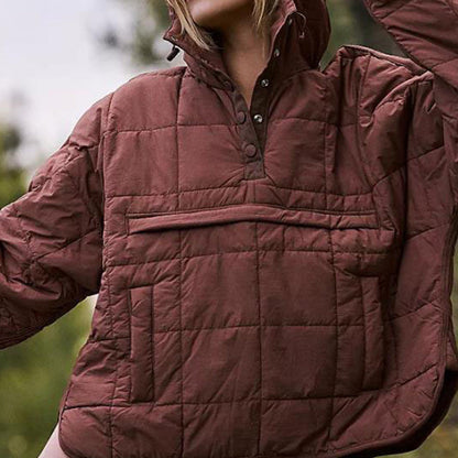 Women's Oversized Hooded Puffer Jacket Quilted Lightweight Winter Warm Pullover Padded Hoodies Coat