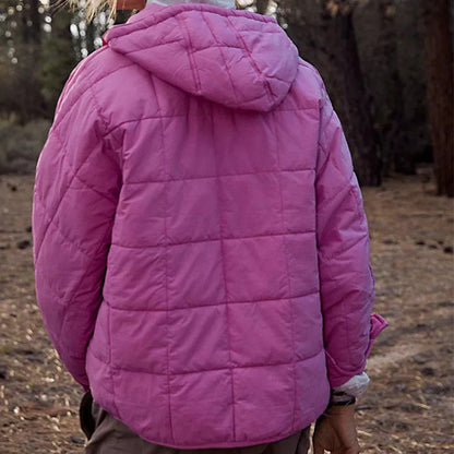 Women's Oversized Hooded Puffer Jacket Quilted Lightweight Winter Warm Pullover Padded Hoodies Coat