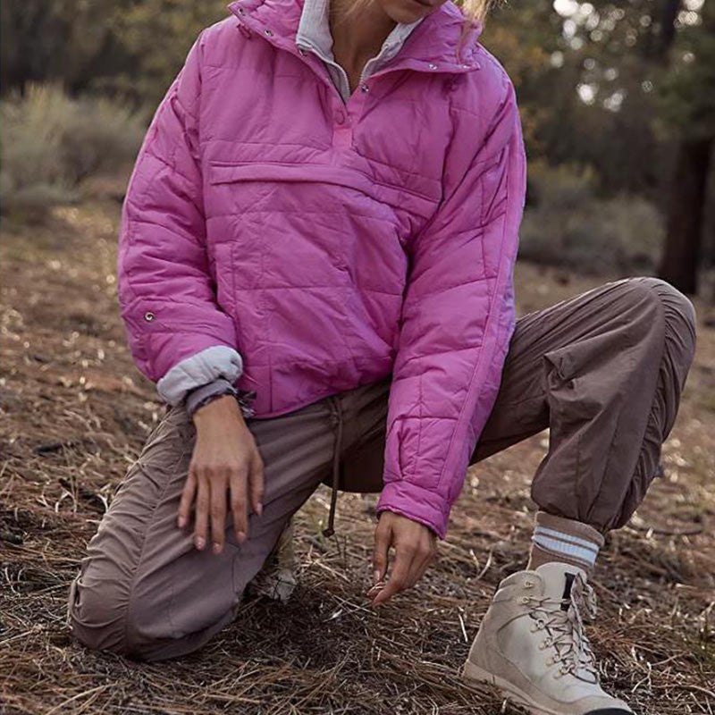 Women's Oversized Hooded Puffer Jacket Quilted Lightweight Winter Warm Pullover Padded Hoodies Coat