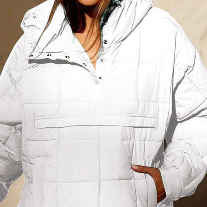 Women's Oversized Hooded Puffer Jacket Quilted Lightweight Winter Warm Pullover Padded Hoodies Coat