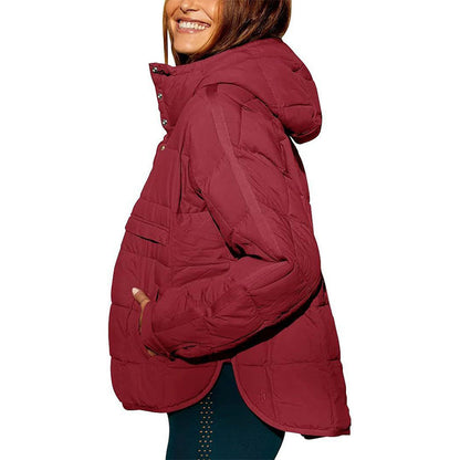 Women's Oversized Hooded Puffer Jacket Quilted Lightweight Winter Warm Pullover Padded Hoodies Coat