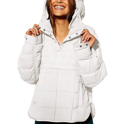 Women's Oversized Hooded Puffer Jacket Quilted Lightweight Winter Warm Pullover Padded Hoodies Coat