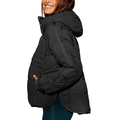 Women's Oversized Hooded Puffer Jacket Quilted Lightweight Winter Warm Pullover Padded Hoodies Coat
