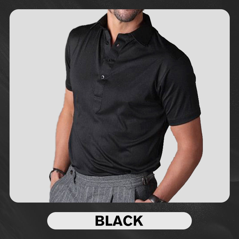 ✨New Arrival 50% Off✨Semi-Spread Collar Polo👕Dress-Shirt Polish, 4-Way Stretch Comfort, Wrinkle-Resistant, Blazer-Ready
