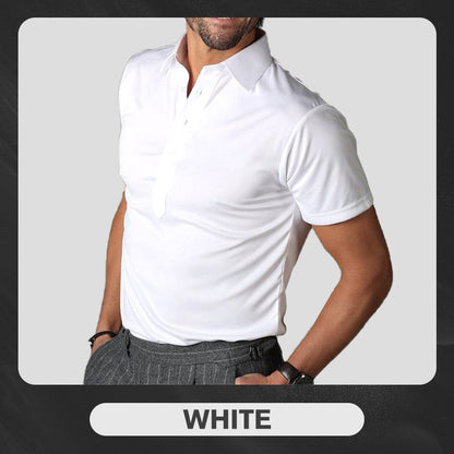 ✨New Arrival 50% Off✨Semi-Spread Collar Polo👕Dress-Shirt Polish, 4-Way Stretch Comfort, Wrinkle-Resistant, Blazer-Ready