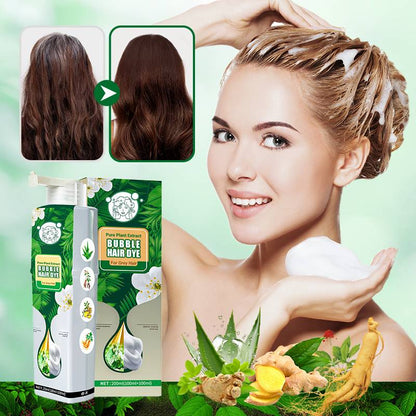 🌱 Pure Plant Extract Bubble Hair Dye Shampoo - 98% Natural Ingredients, Perfect for Sensitive Scalp & First-Timers!