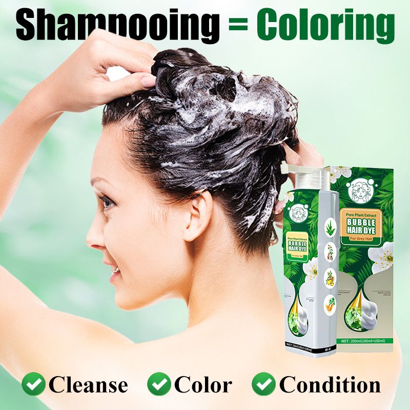 🌱 Pure Plant Extract Bubble Hair Dye Shampoo - 98% Natural Ingredients, Perfect for Sensitive Scalp & First-Timers!