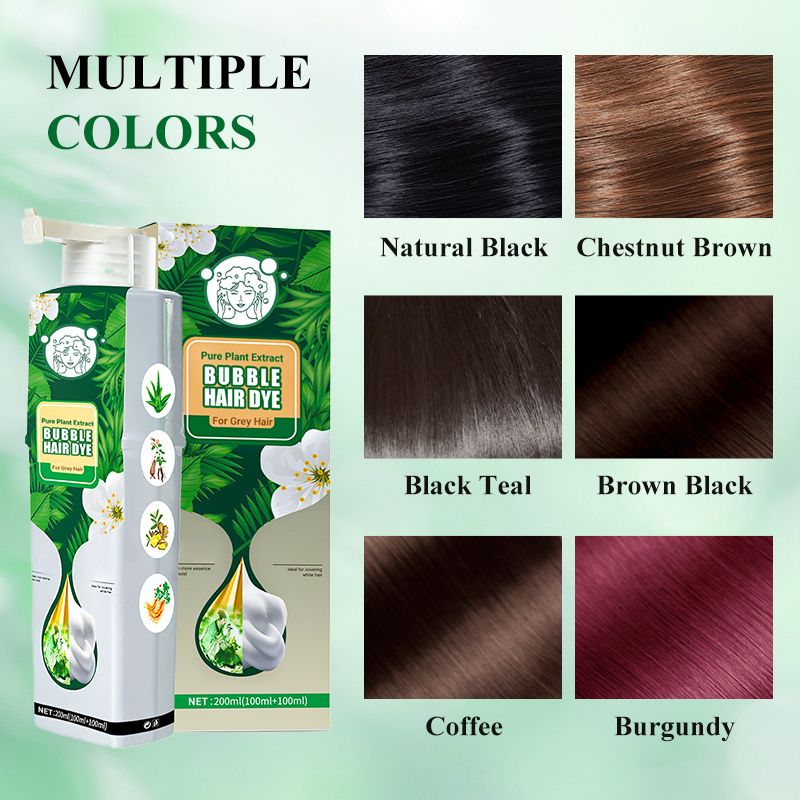 🌱 Pure Plant Extract Bubble Hair Dye Shampoo - 98% Natural Ingredients, Perfect for Sensitive Scalp & First-Timers!