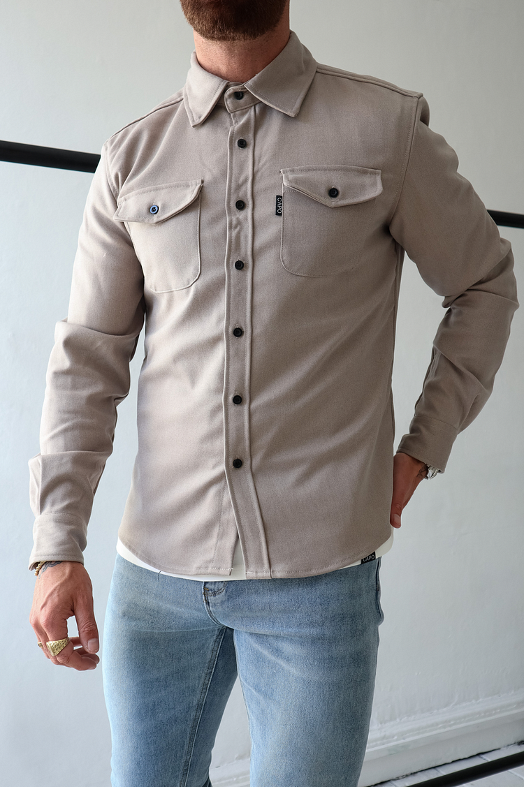 🍂New Autumn/Winter Men’s Brushed Casual Shirt (European & American Youth Cut) - Sanded Soft Finish, Shacket-Ready, Layering Essential