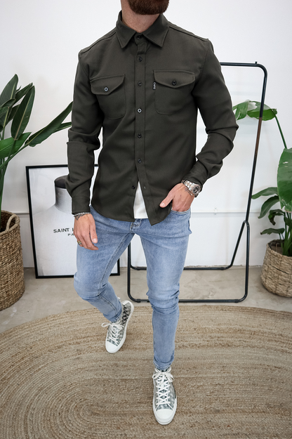 🍂New Autumn/Winter Men’s Brushed Casual Shirt (European & American Youth Cut) - Sanded Soft Finish, Shacket-Ready, Layering Essential