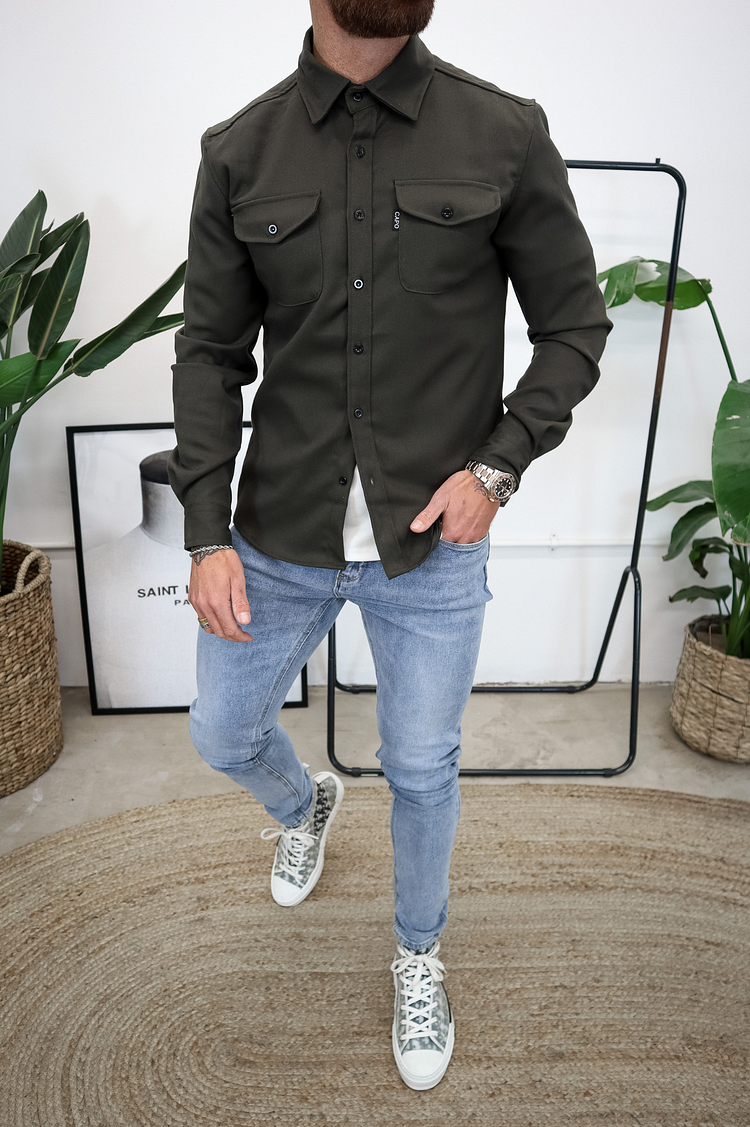 🍂New Autumn/Winter Men’s Brushed Casual Shirt (European & American Youth Cut) - Sanded Soft Finish, Shacket-Ready, Layering Essential