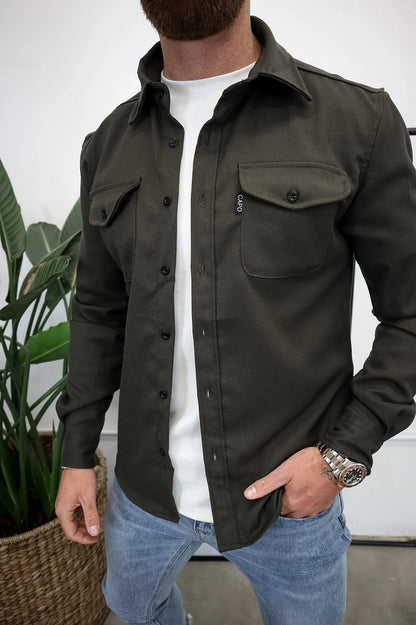 🍂New Autumn/Winter Men’s Brushed Casual Shirt (European & American Youth Cut) - Sanded Soft Finish, Shacket-Ready, Layering Essential