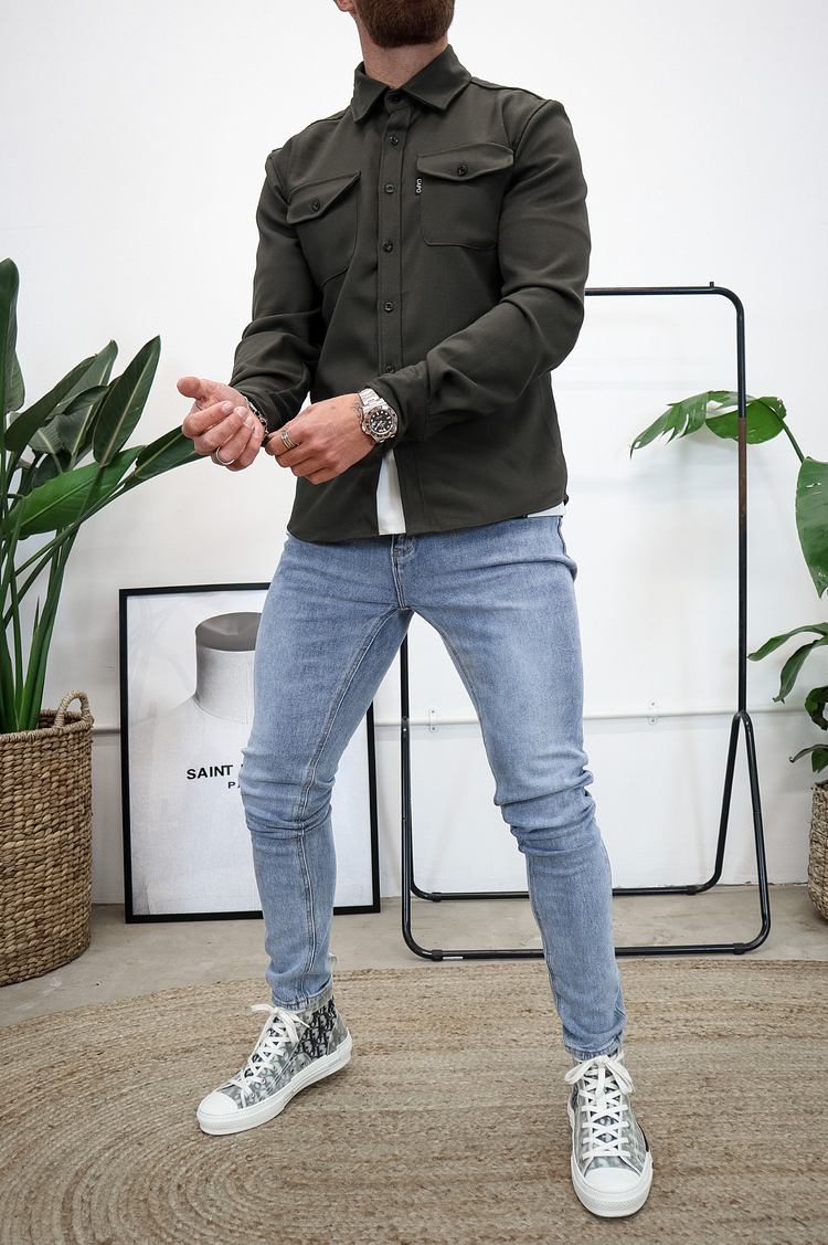 🍂New Autumn/Winter Men’s Brushed Casual Shirt (European & American Youth Cut) - Sanded Soft Finish, Shacket-Ready, Layering Essential