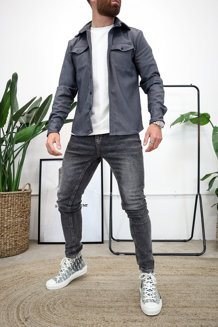🍂New Autumn/Winter Men’s Brushed Casual Shirt (European & American Youth Cut) - Sanded Soft Finish, Shacket-Ready, Layering Essential