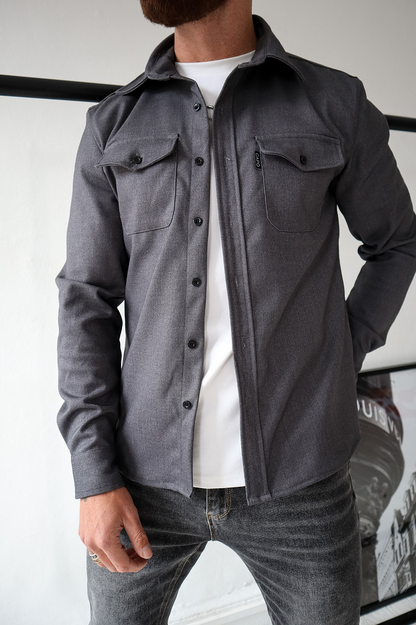 🍂New Autumn/Winter Men’s Brushed Casual Shirt (European & American Youth Cut) - Sanded Soft Finish, Shacket-Ready, Layering Essential
