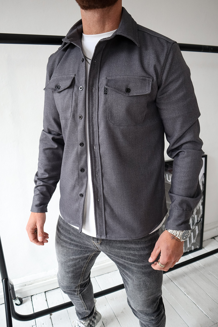 🍂New Autumn/Winter Men’s Brushed Casual Shirt (European & American Youth Cut) - Sanded Soft Finish, Shacket-Ready, Layering Essential