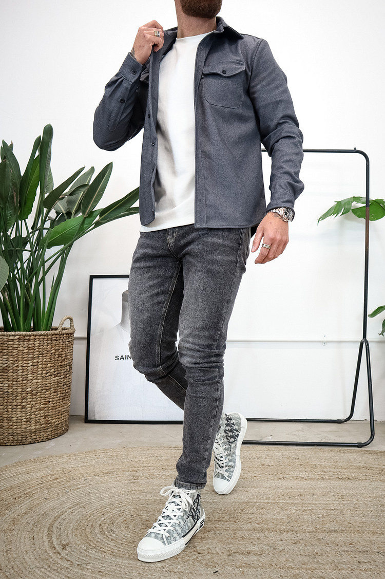 🍂New Autumn/Winter Men’s Brushed Casual Shirt (European & American Youth Cut) - Sanded Soft Finish, Shacket-Ready, Layering Essential