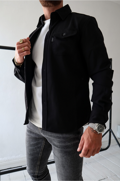 🍂New Autumn/Winter Men’s Brushed Casual Shirt (European & American Youth Cut) - Sanded Soft Finish, Shacket-Ready, Layering Essential