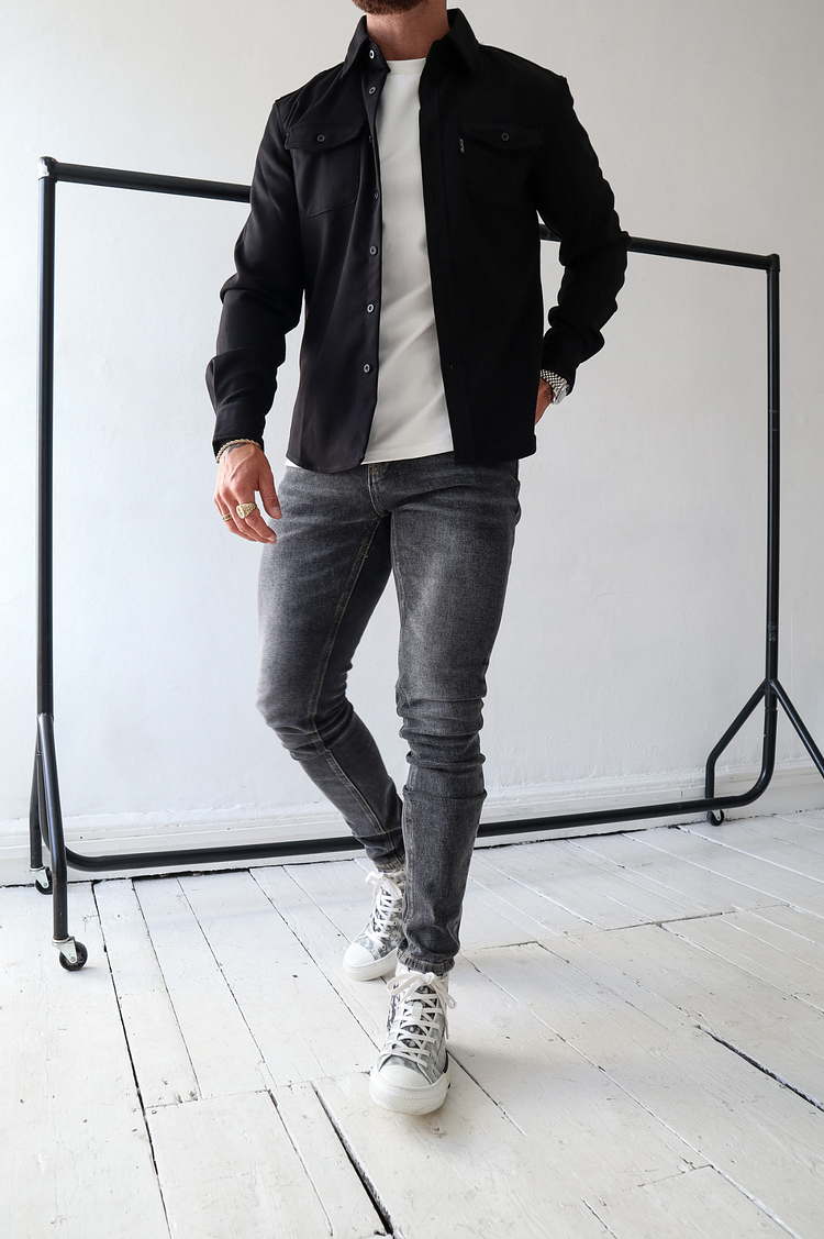 🍂New Autumn/Winter Men’s Brushed Casual Shirt (European & American Youth Cut) - Sanded Soft Finish, Shacket-Ready, Layering Essential