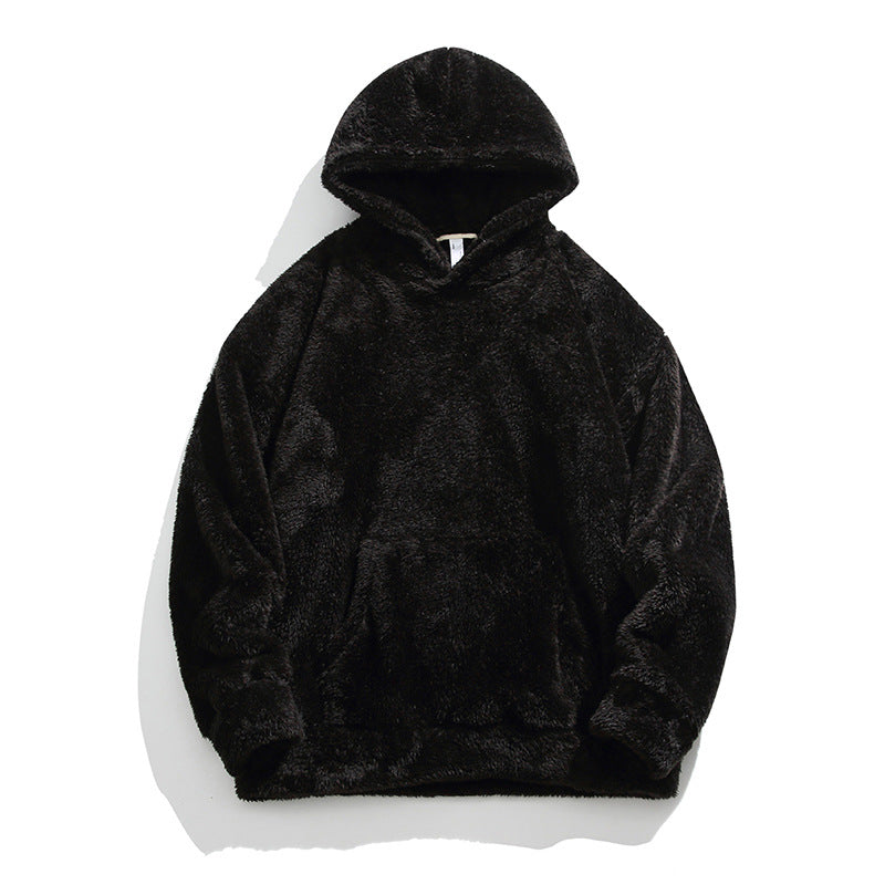 🔥Early Winter Discount-50% OFF⏰Men's Solid Color Thickened Loose Fuzzy Hooded Sweatshirt