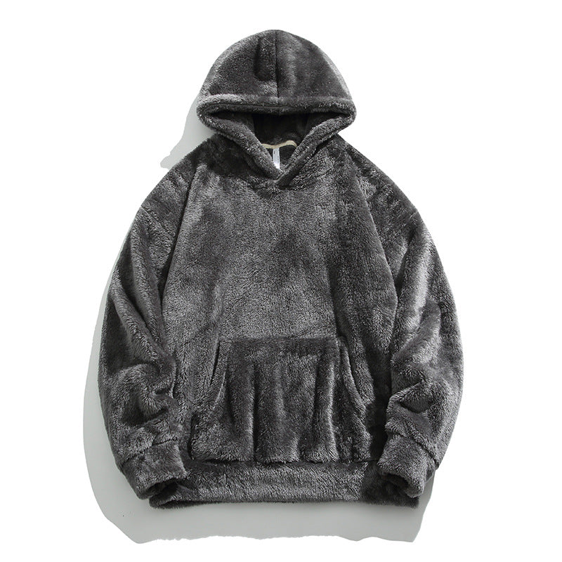 🔥Early Winter Discount-50% OFF⏰Men's Solid Color Thickened Loose Fuzzy Hooded Sweatshirt