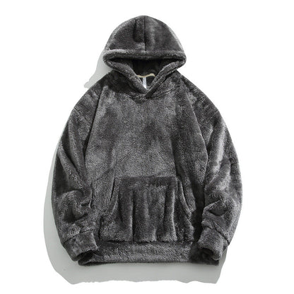 🔥Early Winter Discount-50% OFF⏰Men's Solid Color Thickened Loose Fuzzy Hooded Sweatshirt