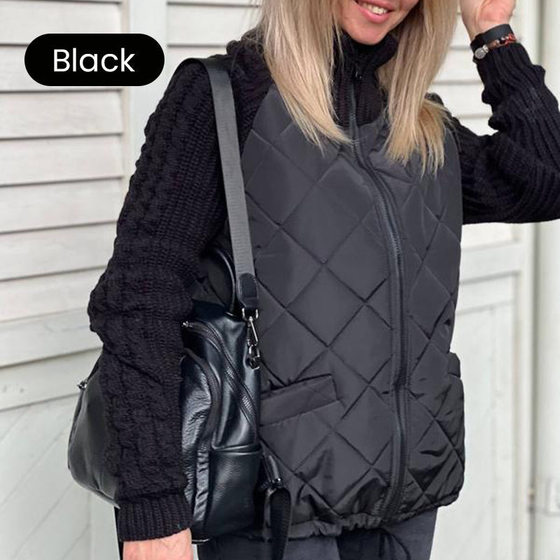 🔥2025 New Women’s Knit Patchwork Puffy Jacket - Soft Knit Panels, Quilted Body, Easy-Zip, Big Pockets 🧶🧷