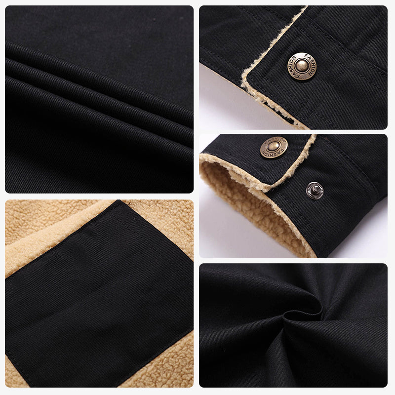 Men’s Retro Western Winter Fleece Jacket — Aztec Pattern, Sherpa Collar, Reinforced Pockets & Wind-Resistant Shell 🤠