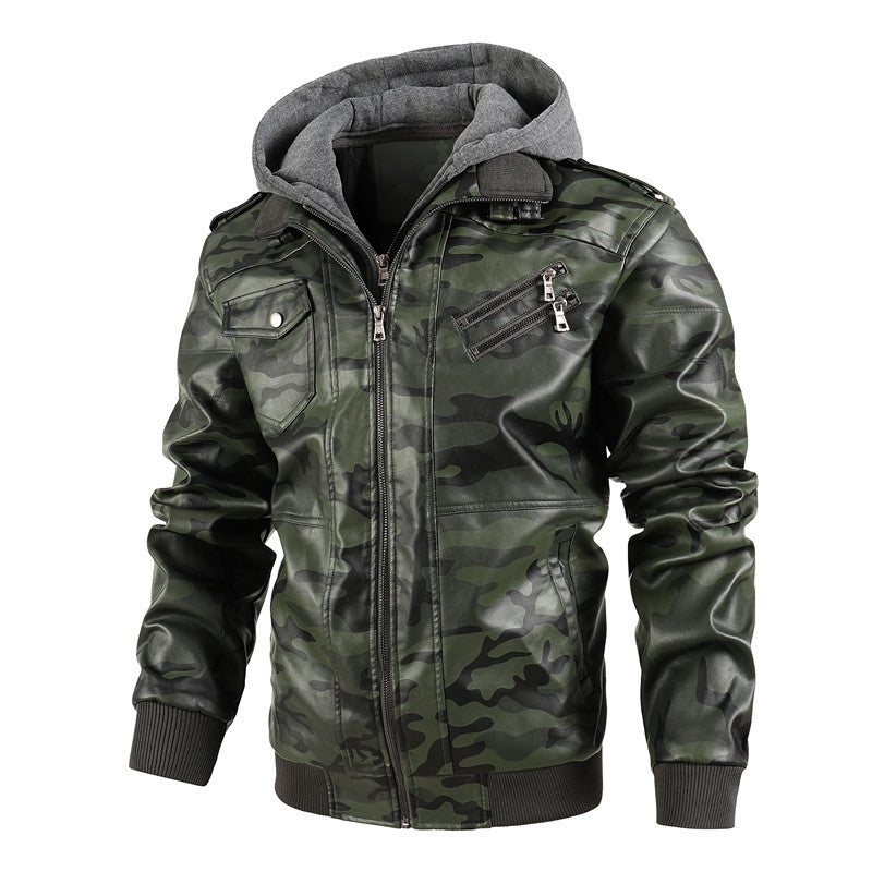 ❄️Winter Specials❄️50% Off💫Men's Zipper PU Leather Hooded Jacket